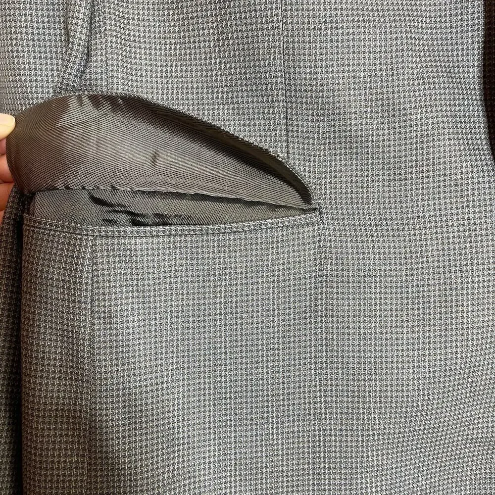 Oscar De La Renta Blazer 41R 100% Wool Micro Houndstooth Classic Suit Jacket
